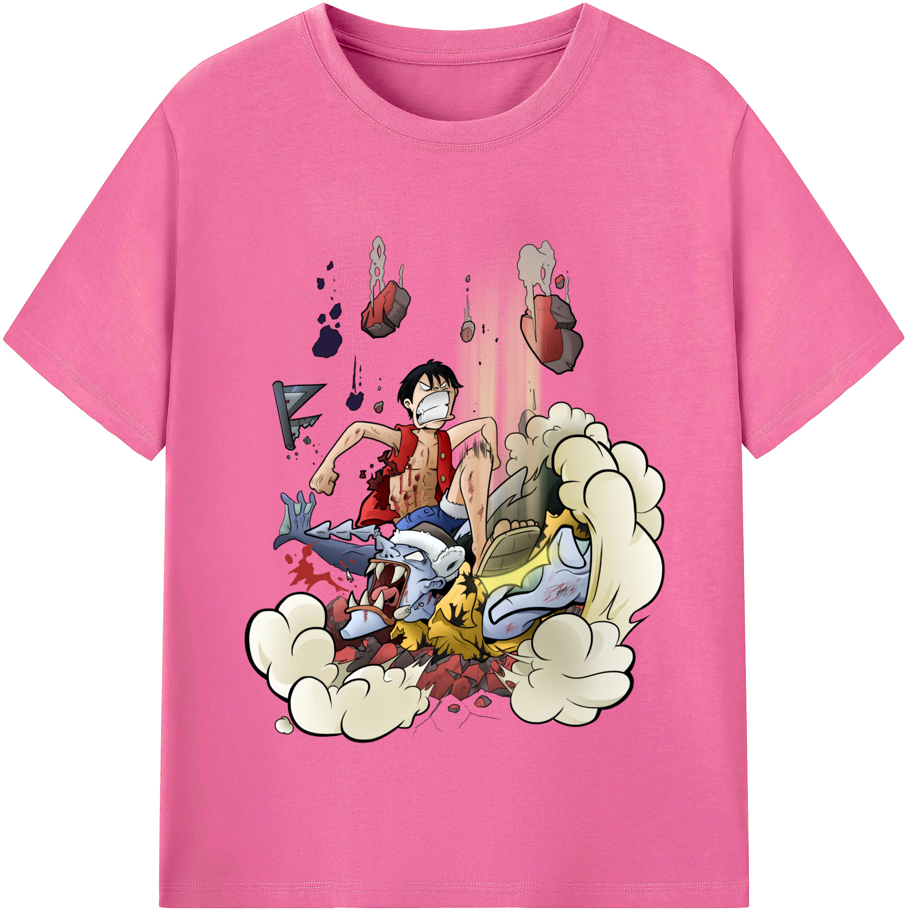 ワンピース モンキー・D・ルフィ ONE PIECE Monkey D. Luffy レディースカジュアルプリントTシャツ（綿100％）